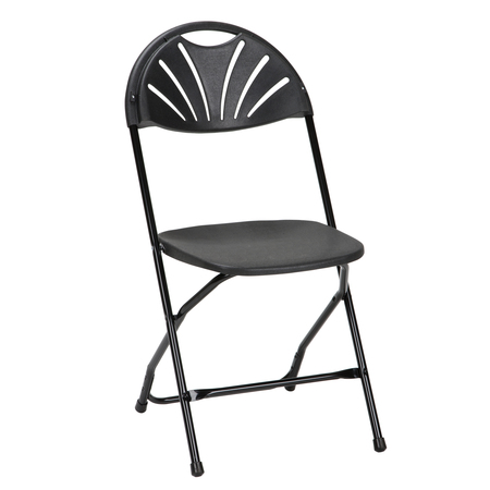 ZOWN Folding Chair, Stacking, Resin, Fanback, Banquet, Black, PK8 60542BLK8E